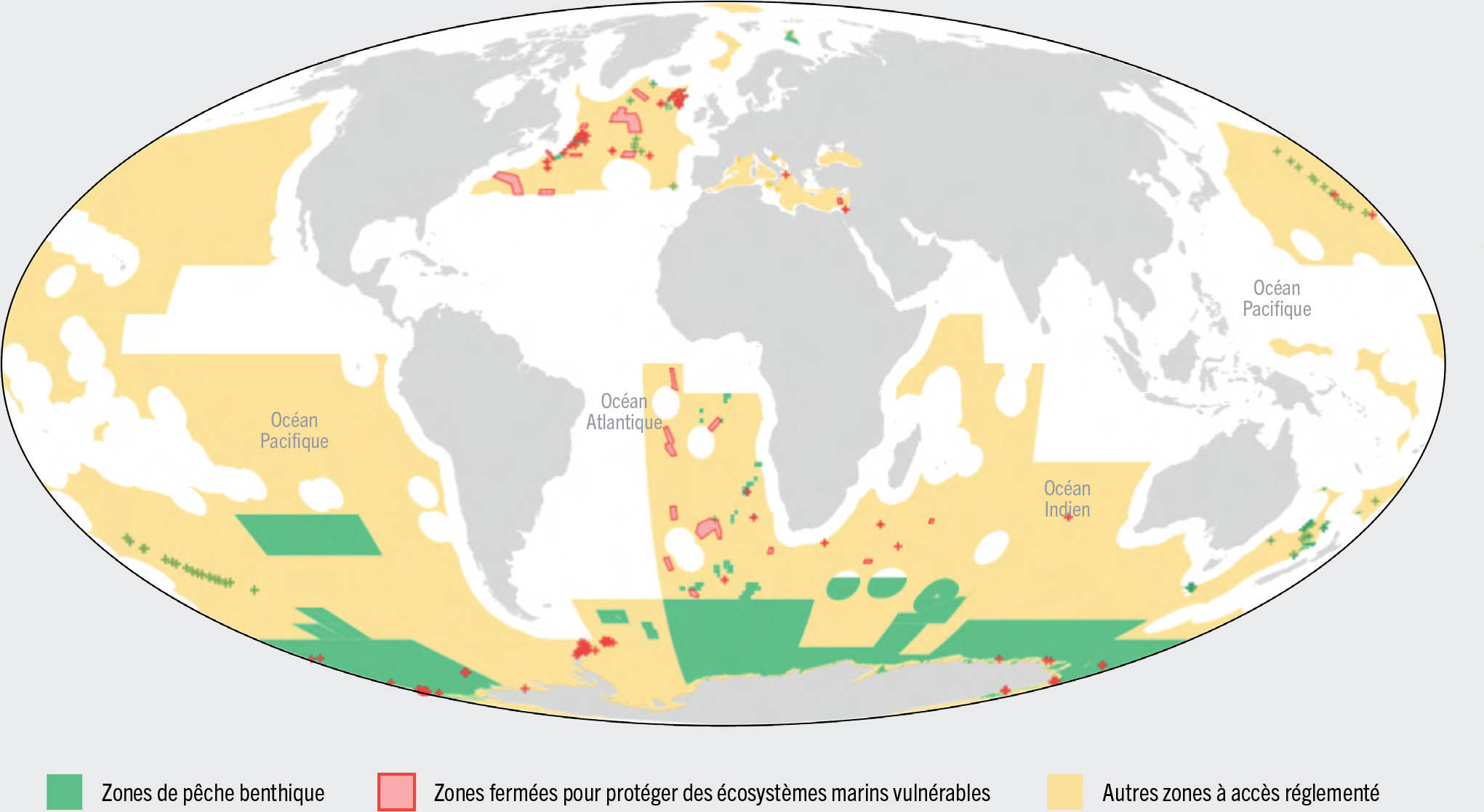 SOURCE: VME Database: FAO. 2021c. Vulnerable marine ecosystems. In: FAO, Rome. www.fao.org/in-action/vulnerable-marine-ecosystems/en/ (page web consulté le 11 novembre 2021).