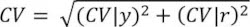 Upper CV equals StartRoot left parenthesis upper CV vertical bar y right parenthesis squared plus left parenthesis upper CV vertical bar r right parenthesis squared EndRoot