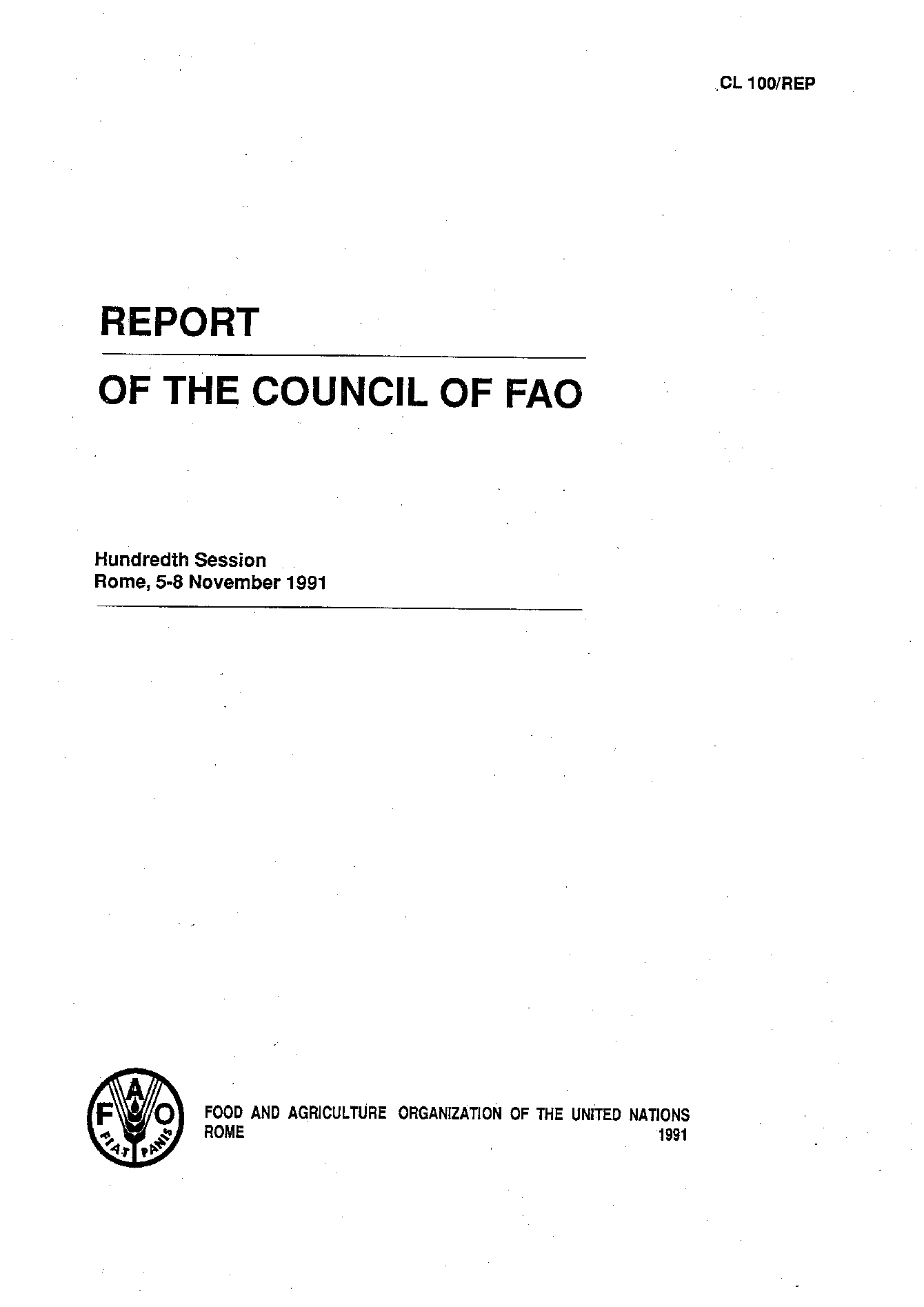   REPORT OF THE COUNCIL OF FAO  