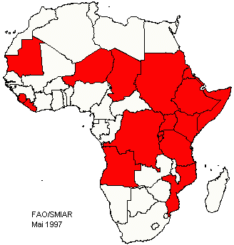 Carte des pays affects