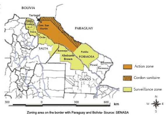 Zoning area on the border with Paraguay and Bolivia- Source: SENASA