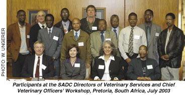 Participants at the SADC Directors of Veterinary Services and Chief Veterinary Officers' Workshop, Pretoria, South Africa, July 2003-PHOTO: W. UNGERER