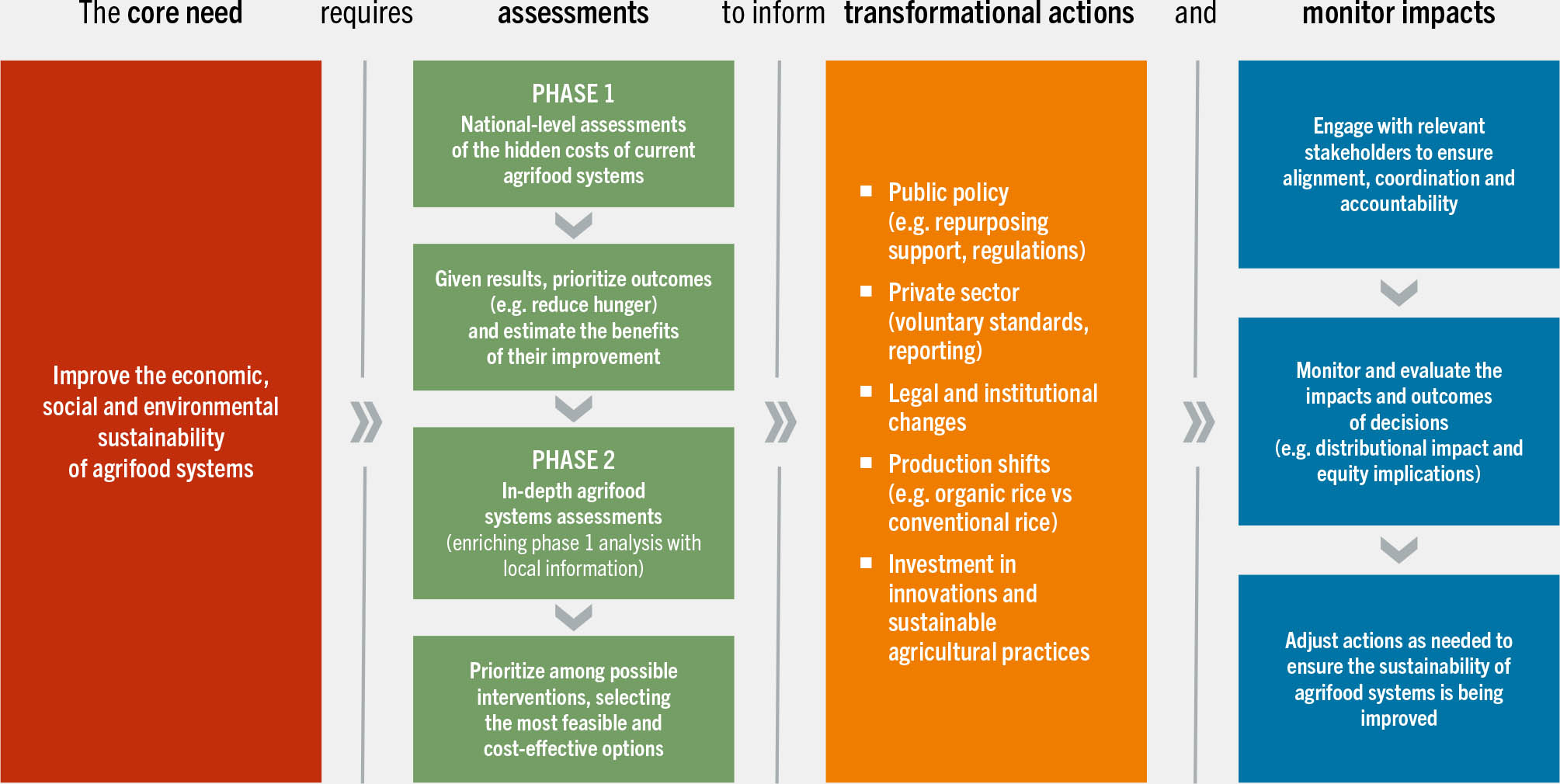 A chart explains the process of informed agrifood systems transformation.