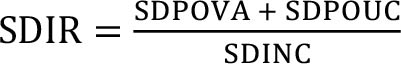 S D I R equals StartFraction S D P O V A plus S D P O U C Over S D I N C EndFraction