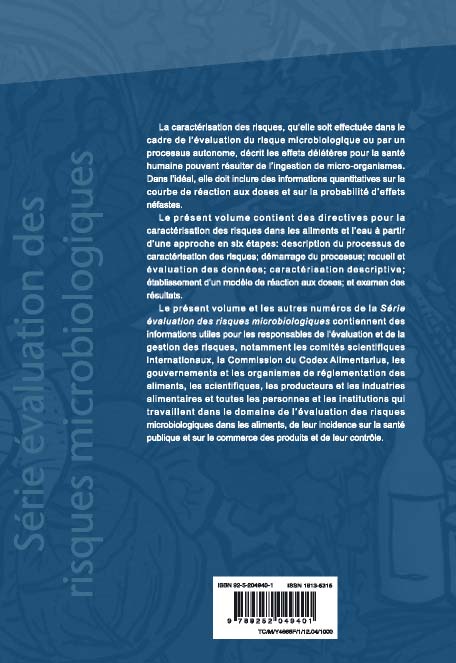 Caractrisation des dangers lis  la prsence de pathognes dans les aliments et dans l'eau - DIRECTIVES