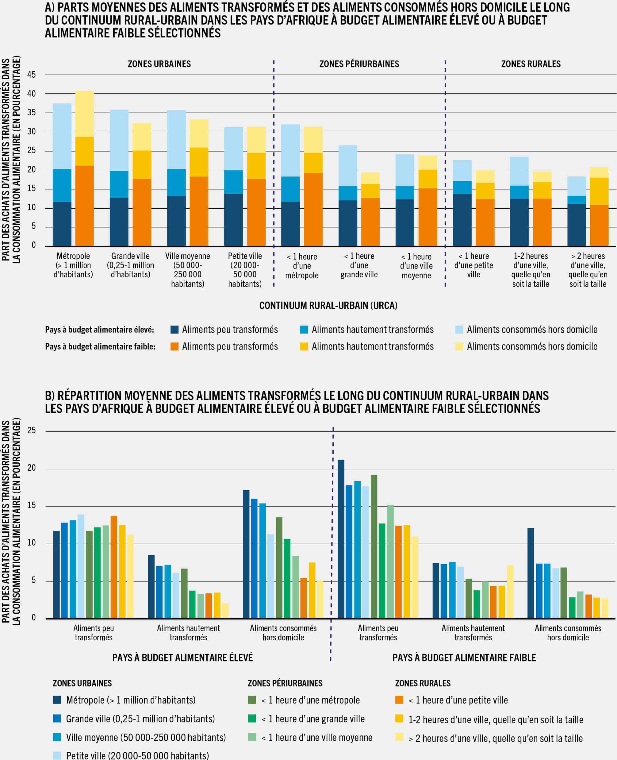 SOURCE: Dolislager, M. J., Holleman, C., Liverpool-Tasie, L. S. O. et Reardon, T. 2023. Analysis of food demand and supply across the rural–urban continuum in selected countries in Africa. Document d’information établi pour servir de base au rapport sur L’État de la sécurité alimentaire et de la nutrition dans le monde 2023. Document de travail de la FAO sur l’économie du développement agricole 23-09. Rome, FAO.