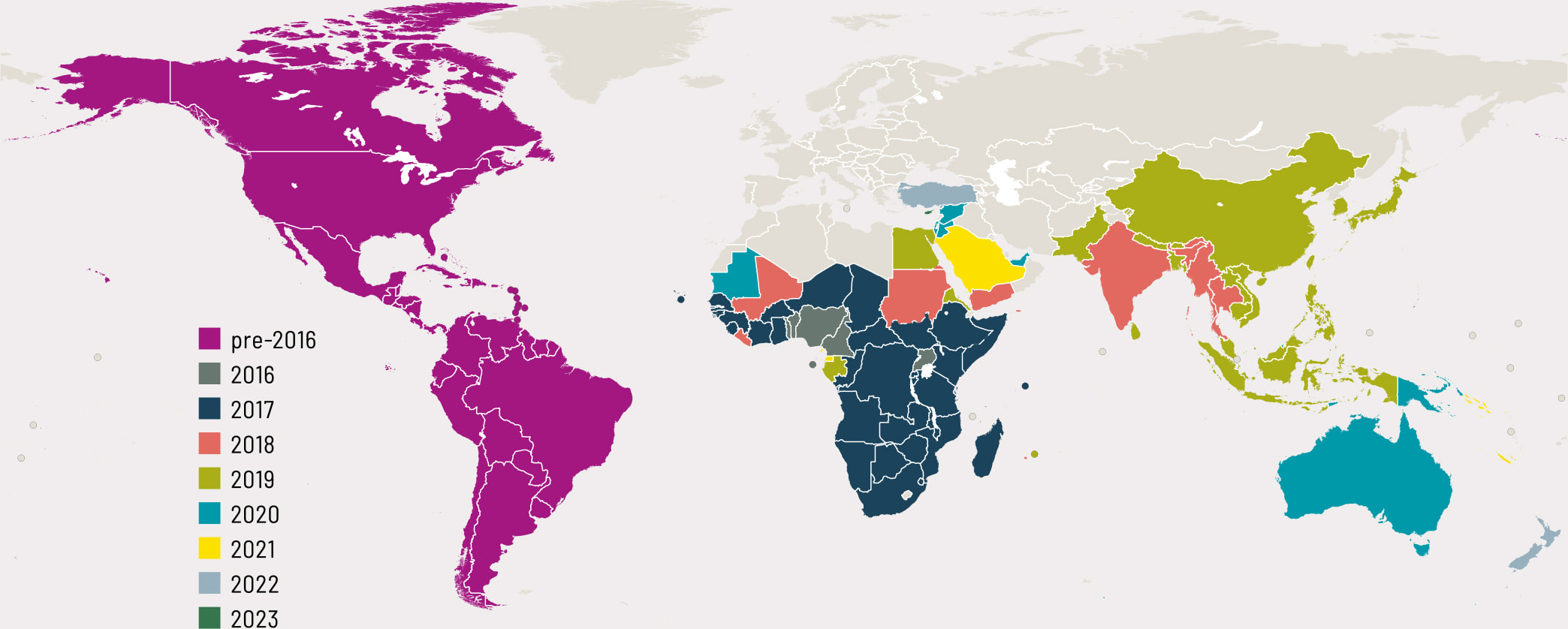 Source: Authors’ own elaboration based on FAO data and UN Geospatial. 2020. Map geodata [shapefiles]. New York, USA, UN.