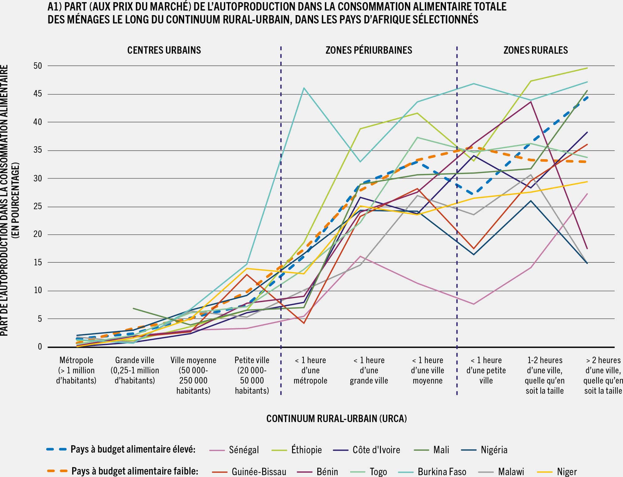 SOURCE: Dolislager, M. J., Holleman, C., Liverpool-Tasie, L. S. O. et Reardon, T. 2023. Analysis of food demand and supply across the rural–urban continuum in selected countries in Africa. Document d’information établi pour servir de base au rapport sur L’État de la sécurité alimentaire et de la nutrition dans le monde 2023. Document de travail de la FAO sur l’économie du développement agricole 23-09. Rome, FAO.