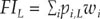 upper F upper I subscript upper L baseline equals Summation subscript i baseline p subscript i, upper L baseline w subscript i baseline