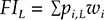 Upper FI Subscript upper L Baseline equals Summation p Subscript i, upper L Baseline w Subscript i